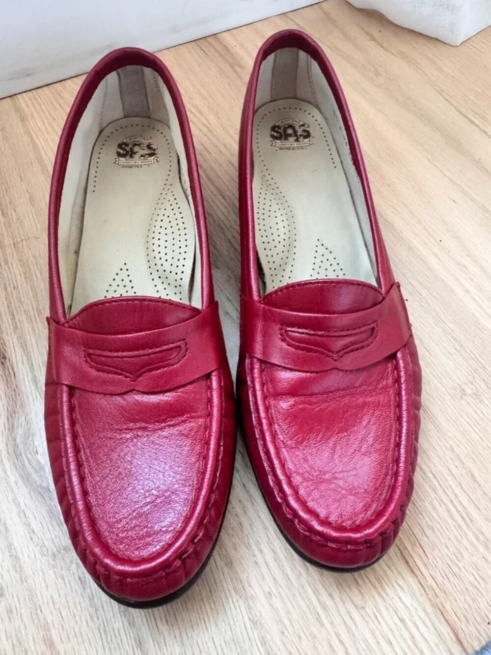 SAS Tripad Comfort Red Leather Penny Loafers | Made in USA | Size 8.5N | Vintage